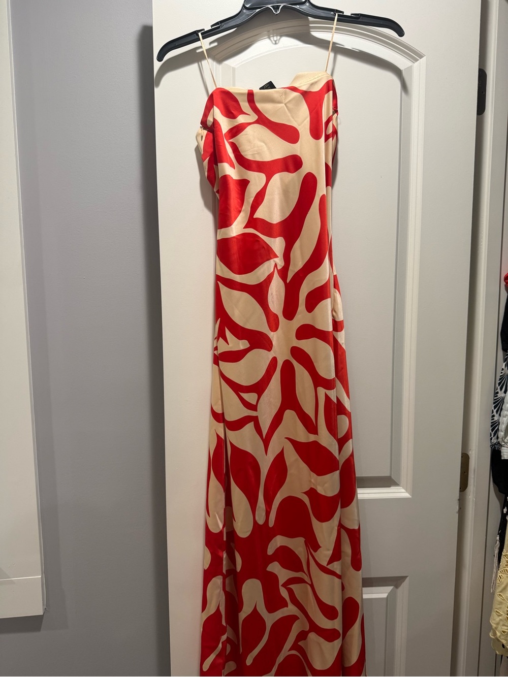 House of Harlow 1960 Red and Cream Abstract Slip Maxi Dress